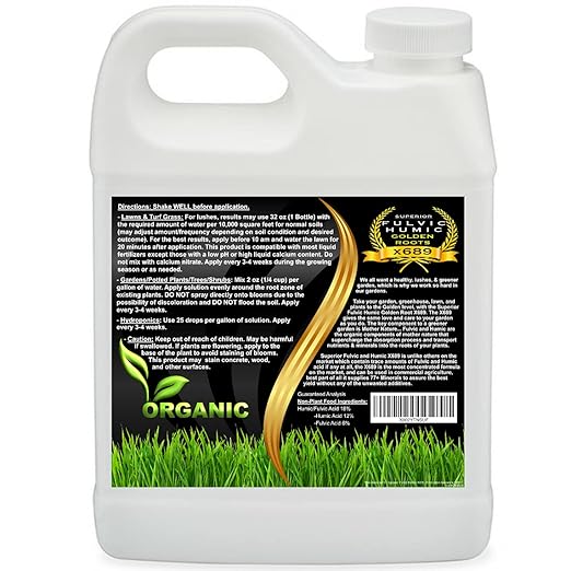 Humic Acid & Fulvic Acid Liquid Concentrate - 10,000 sq ft - Organic Plant Food Enhancer for Lawn, Plants, Turf Grass & Garden Soil