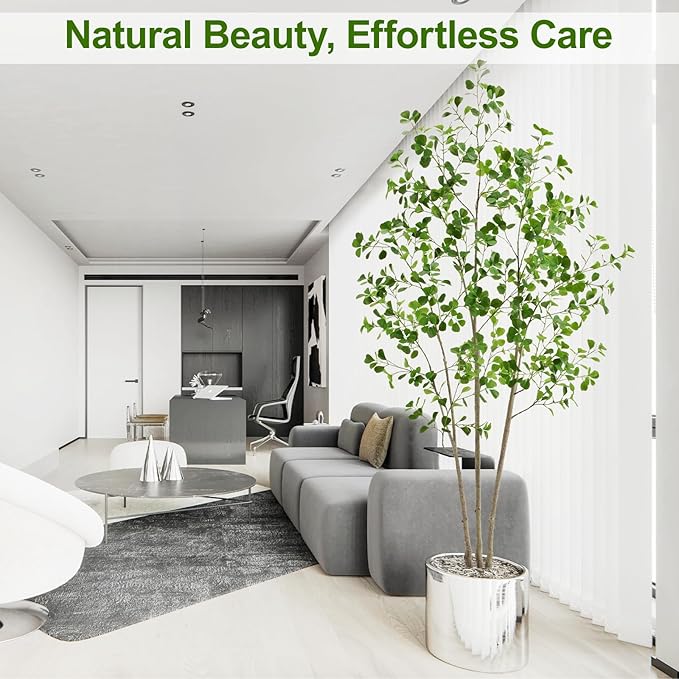 7ft Artificial Ficus Tree with Heart-Shaped Leaves - Lush & Full Branches, 84" Tall Luxurious Faux Heart-Leaf Ficus Tree, Perfect for Modern Home & Office Decor, Natural Look
