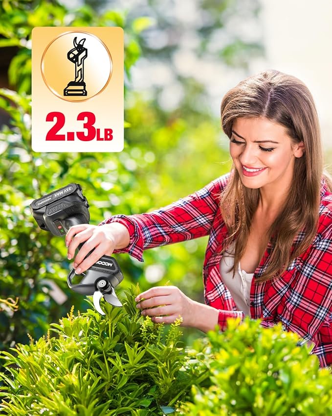Upgraded Electric Pruning Shears, 1.6" Cutting Diameter Cordless Pruner with LCD Display, Brushless Motor, 2Γ2.0Ah Rechargeable Batteries & Extra Blade for Garden Trees and Branches