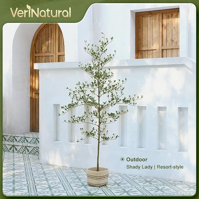 Artificial Black Olive Tree 6ft - Shady Lady UV Resistant Faux Olive Trees Indoor Outdoor Decor - Modern Aesthetic Tall Fake Plants with Pot for Home Office Living Room Patio Floor, VN140