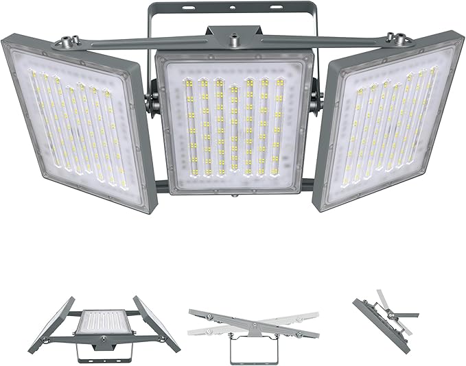 STASUN 2 Pack LED Flood Lights Outdoor, Max Series 480W 48000lm 6000K Daylight IP66 Waterproof, Commercial Parking Lot Lights, 3 Heads for Yard Street Stadium Outdoor Area Floodlight Security Light