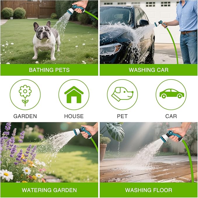 Yesker Garden Hose Nozzle Water Hose Sprayer Nozzle Adjustable 10 Spray Patterns Heavy Duty Metal Nozzles Thumb Control w Non-Slip Grip for Outdoor Watering Plants Lawn Washing Car Pets, Black & Blue