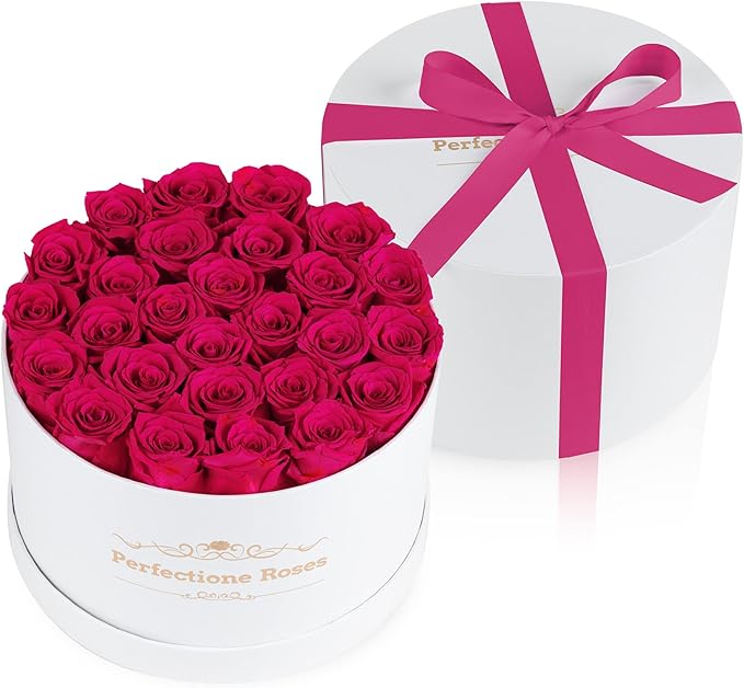 Perfectione Roses 27 Roses in a Box, Mothers Day Rose, Preserved Flowers for Her, Flowers for Delivery Birthday Gifts for Women (Radiant Pink)