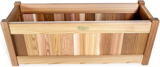All Things Cedar Planter Box, Outdoor Cedar Wood Garden Bed, 32 Inches Wide, Natural