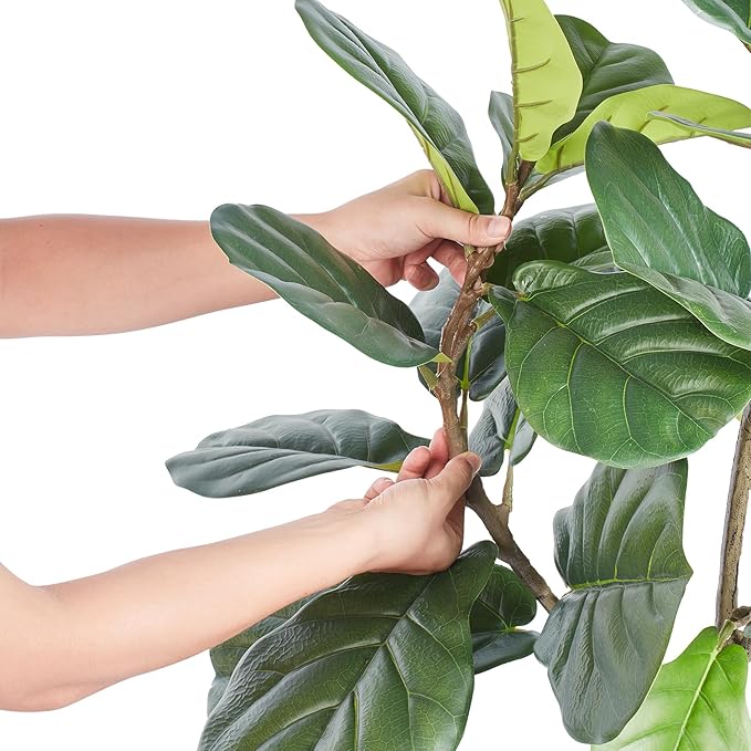 VEVOR Artificial Fiddle Leaf Fig Tree, 5 FT, Secure PE Material & Anti-Tip Tilt Protection Low-Maintenance Faux Plant, Lifelike Green Fake Potted Tree for Home Office Warehouse Decor Indoor Outdoor
