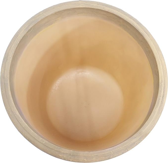 Sunnydaze 24-Inch Anjelica Large Plastic Pot for Plants - Double-Walled Outdoor Polyresin Round Planter Porch Pot with Drillable Drainage Holes - Beige - 2pk