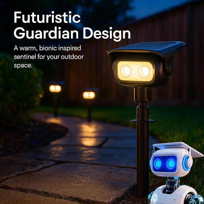 Solar Spot Lights Outdoor Waterproof IP67, Warm White Landscape Lighting with 2 Brightness Mode, Fast-Charge HPBC Panel, Spotlights for Yard, Garden, Pathway