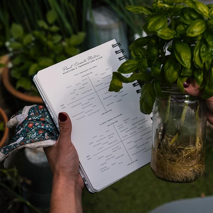 Stone Weatherproof Journal Gardening Notebook – A5 Ring-Bound, Vegan Leather Cover, Waterproof Paper, 128 Pages Half Grid & Dot Grid, Garden Planner with Plant-Spacing Resources (Navy Blue)