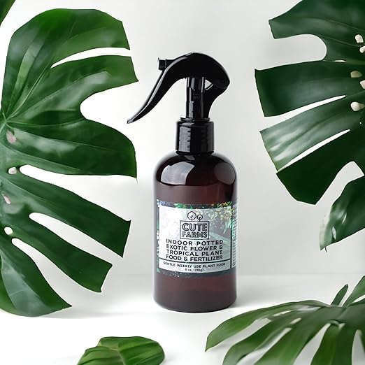 Cute Farms Indoor Potted Exotic Flower & Tropical Plant Fertilizer | Gentle Weekly Use Formula Plant Food (8 oz. Spray + ONE Fine Mist Spray Bottle)