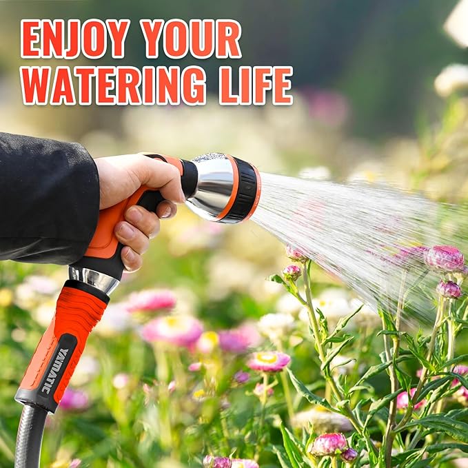 YAMATIC Heavy Duty Garden Hose 30FT x 5/8", Flexible Water Hose with 360° Swivel Handle, 3/4" Brass Male to Female Connectors, Leak-Resistant for All-Weather Outdoor Use