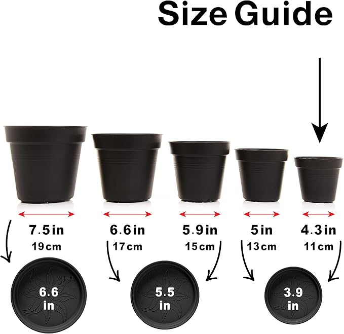 Mintra Home Garden Pots 4pk - Flowers, Herbs, Plants, Indoor, Outdoor, Colorful, Wholesale, Bulk (Fuchsia, 11cm Diameter (4.3in))