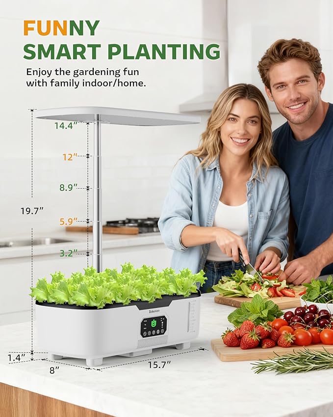 Misting Hydroponic Growing System Kit 15-Pods Indoor Smart Herb Garden Planter with LCD Touch Panel 6L Large Tank for Herb/Vegetables/Flowers/Fruits,Birthday&Christmas Gifts for Gardening Beginners