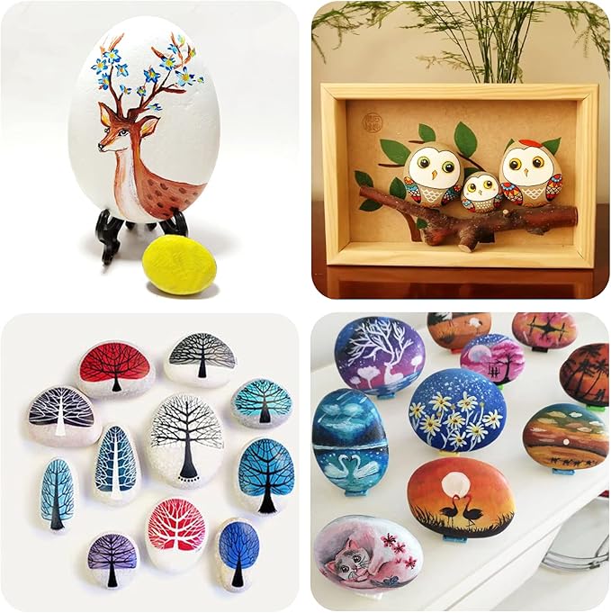Jongdari 12pcs Large River Rocks for Painting, 3.15-4.72 Inch, Bulk Flat Rocks and Smooth Stones Painting Kit for Girls Boys, Kindness Stones for Crafts Arts DIY Decoration