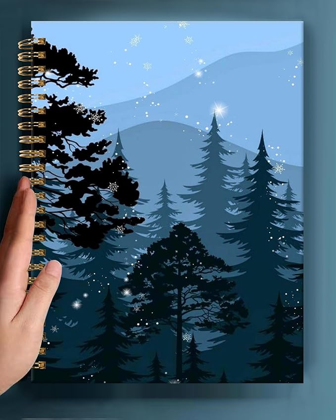 Spiral Journal Notebook,A5 Hardcover Lined Journals for Women Girl 6 x 8.3 in,120 Pages Thick Paper,Cute College Ruled Writing Notebook for Gifts Office Work School(Tree Mountain)