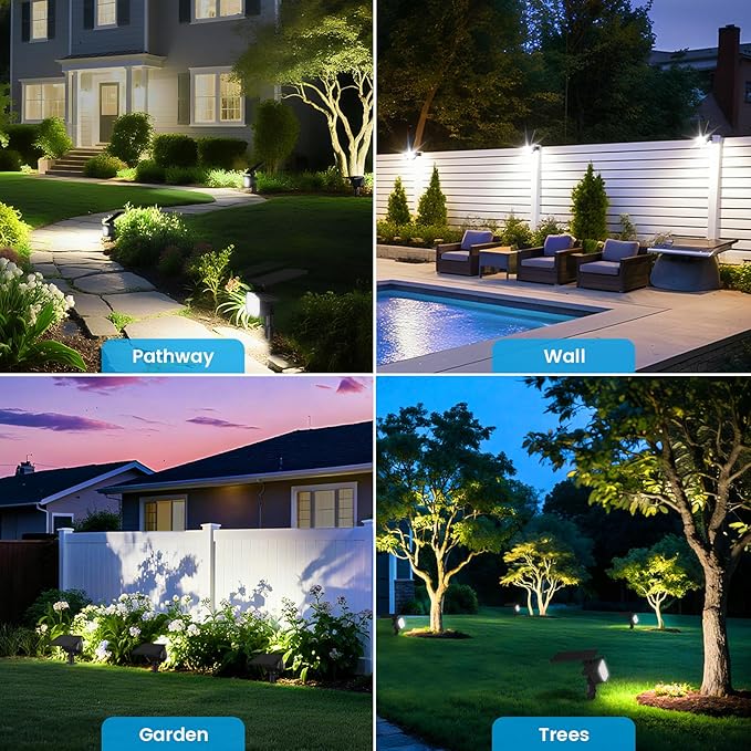 VOLISUN Solar Spotlight Outdoor, IP67 Waterproof Solar Landscape Spot Lights,Uplights for Yard Garden Pathway - 6 Pack (Cool White) 27 LED 3 Lighting Modes