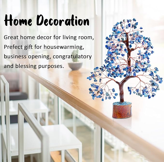 Lapis Lazuli Chakra Tree of Life, Crystal Tree of Life - Handmade Gemstone Tree, Feng Shui Tree, Crystal Decoration, Artificial Tree, Spiritual Gifts, Money Tree Bonsai, Stone Tree, Healing Crystals