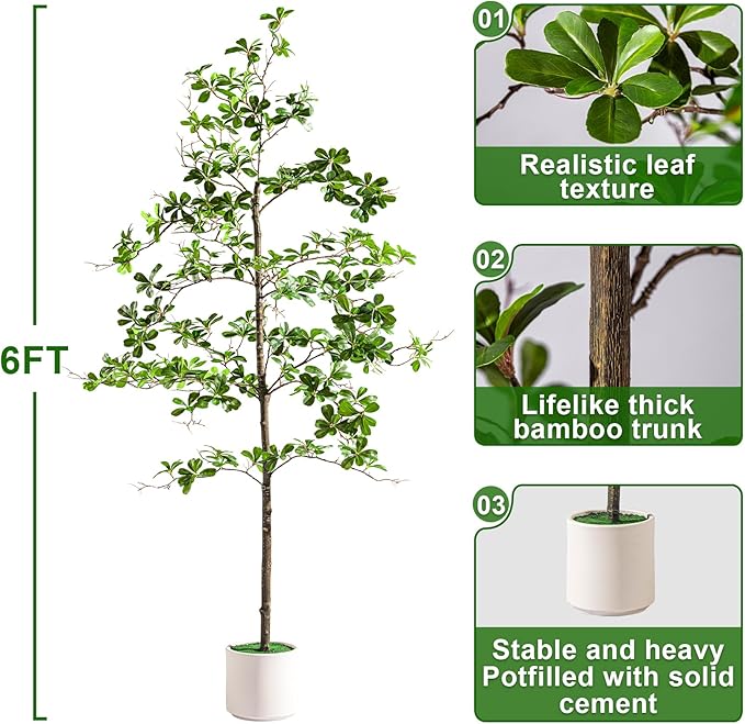 6FT Artificial Black Olive Tree Artificial Olive Plants, Tall Faux Olive Tree Faux Silk Plant Fake Plant Ultra-Realistic Silk Leaves & Natural Trunk Indoor Outdoor Use