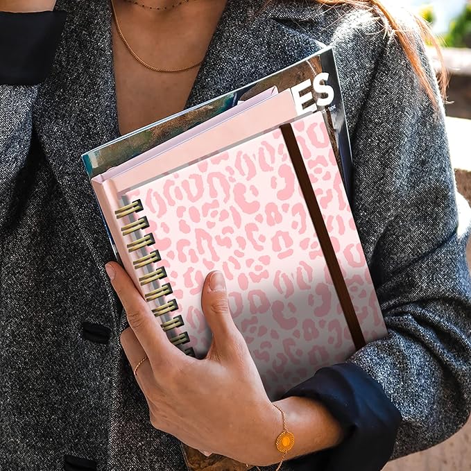 Cute Spiral Journal Notebook,Binding with Premium Paper for Girl Women,Cool Funny 120 Pages,100gsm A5 College Ruled NotebookJournal,Perfect for Gifts Nurse Teacher Women(Pink Leopard)