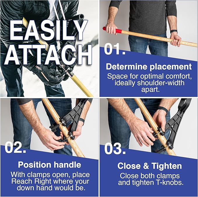 Universal Handle Attachment for Snow Shovel, Weedeater, String Trimmer, Rake & More | Versatile Ergonomic Back Saving Attachment for All Gardening Tools | Yard Tool Gifts