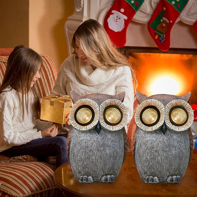 DKJOCKY Owl Gifts for Women, Solar Owl Decorations for Yard, Garden Oranments Outdoor Gardening Gifts for Mom Women Grandma Wife