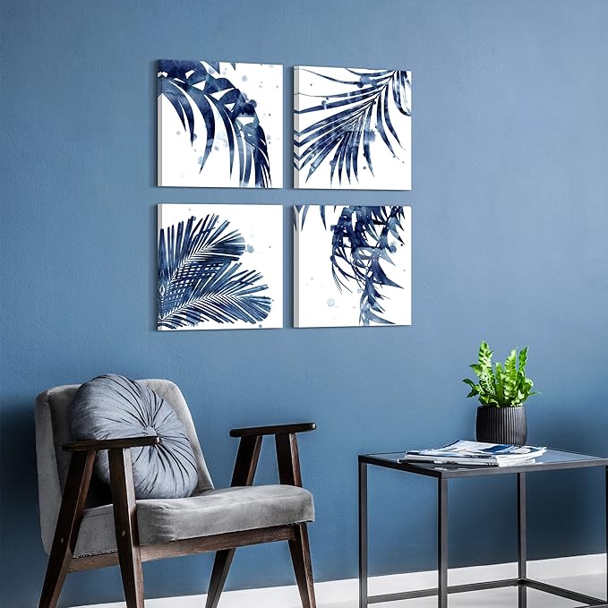 Leaf Canvas Picture Wall Decor: Botanical Art Succulent Prints, Perfect Artwork for Bathroom and Living Room, Size 16"x16"