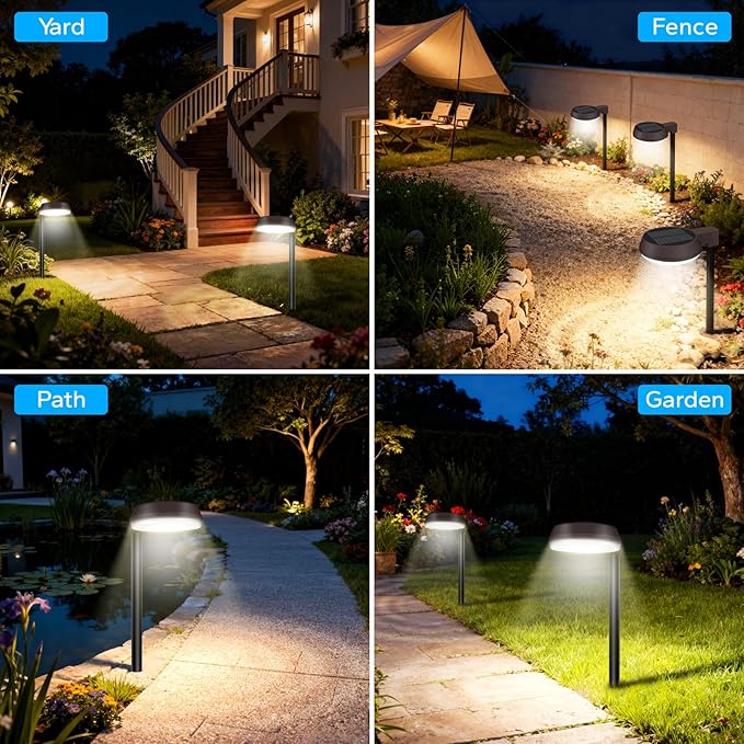 Tall Poles Solar Path Lights, Accurate Dark/Light Sensor Pathway Lights Solar Powered,Quick Charge Solar Walkway Lights Outdoor for Landscape Lighting