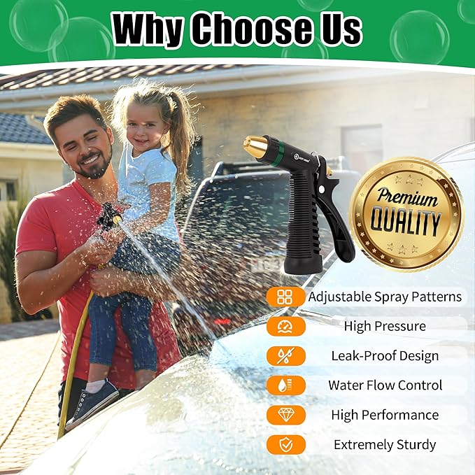 AUTOMAN Garden Hose Nozzle Sprayer, Heavy Duty Water Hose Nozzle, High Pressure Spray Nozzles, Adjustable Nozzle for hose Outddor, Washing Car, Cleaning Ground, Watering Plants