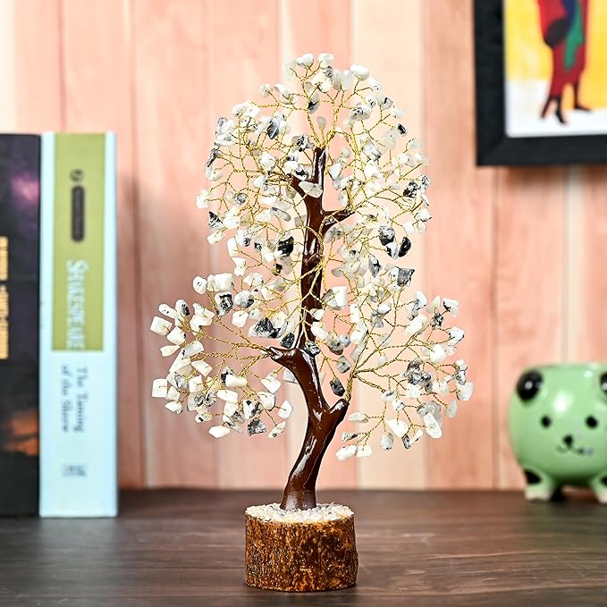 Rainbow Moonstone Crystal Tree Gemstone Tree of Life Chakra Bonsai Tree for Room, Office & Bedroom Decor Spiritual Gift Meditation Birthday Gift for Women Mom her Sister Housewarming Gifts Home