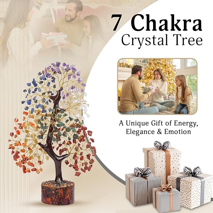 YATSKIA 7 Chakra Tree of Llife - Feng Shui Money Tree, Reiki Healing, Home Office Decor - Spiritual Gift for Women