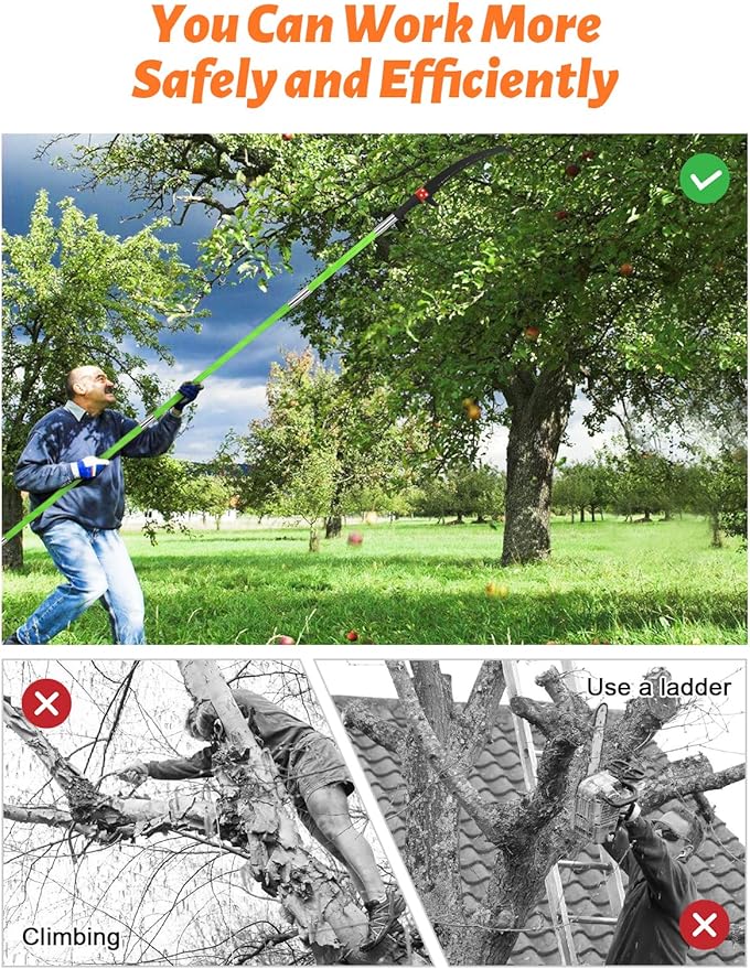 Manual Pole Saw for Effortless High Branch Cutting - 30ft Extendable Tree Pruner with Sharp Steel Blade | Lightweight & Durable Pole Saws for Tree Trimming & Branch Cutter for Yard Maintenance