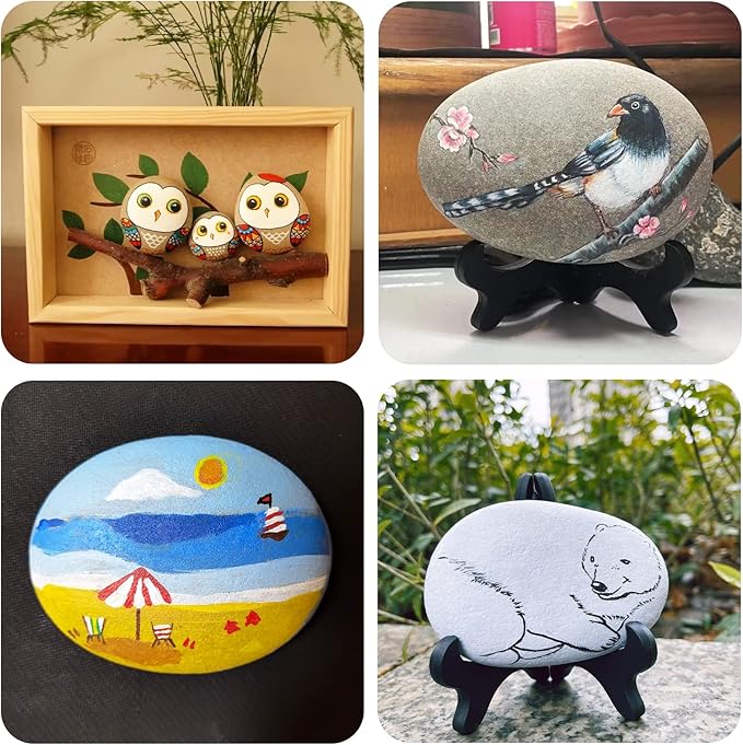 Jongdari 6pcs Extra-Large River Rocks for Painting, 4.72-5.51 Inch, Bulk Flat Rocks and Smooth Stones Painting Kit for Girls Boys, Kindness Stones for Crafts Arts DIY Decoration