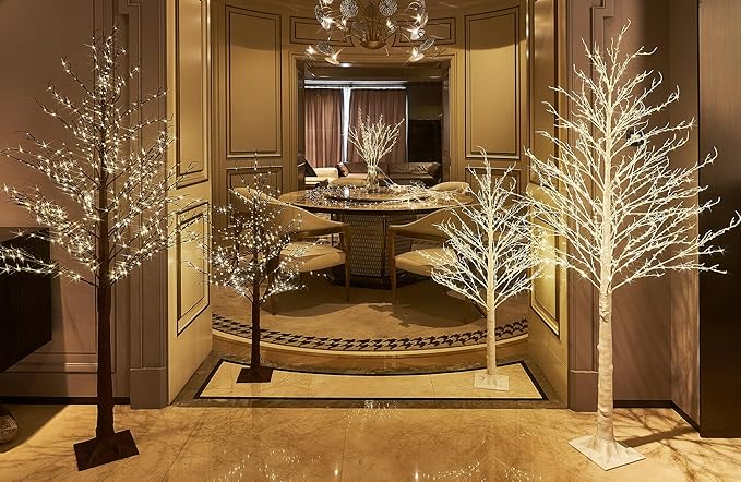 Hairui Lighted Brown Tree Plug in 4FT 430 LED Artificial Twig Tree with Lights for Christmas Holiday Wedding Room Decorations Indoor Outdoor