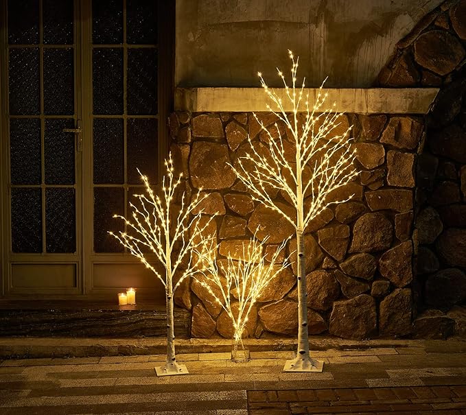 Hairui Lighted Birch Tree with 200L Multi Color and Warm White Fairy Lights 8 Functions 4FT, White Twig Tree with Lights for Indoor Outdoor Home Party Christmas Easter Decoration