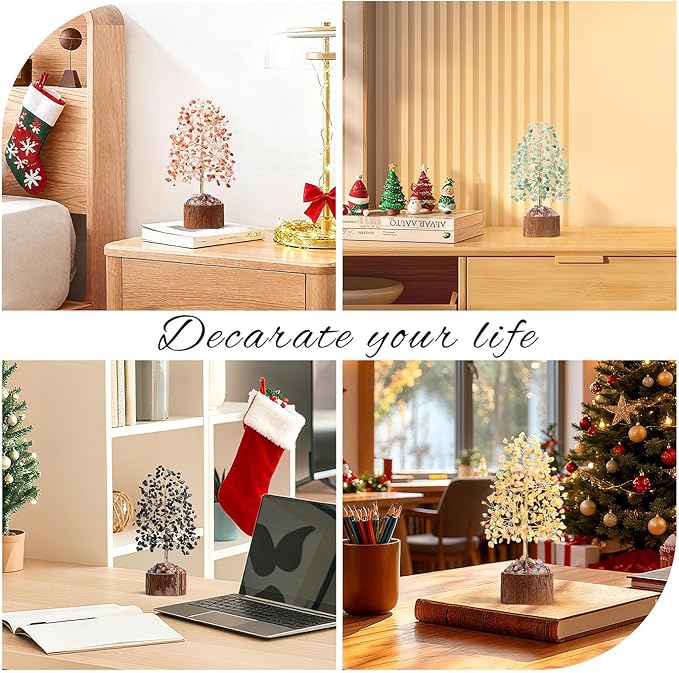 DUQGUHO Citrine Crystal Tree Positive Energy Tree of Life Yellow Ornaments Spiritual Gifts for Women House Warming Gifts New Home Wedding Gifts Crystal Ornament Home Decor