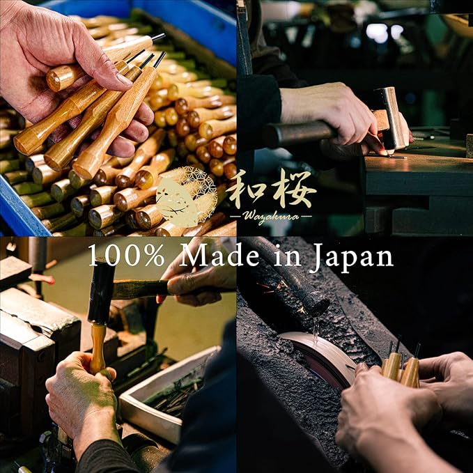 Wazakura Made in Japan Bonsai Chisel Single Bevel Skewed Hand Carving Tool 1.5 mm for Jin Shari Making, DIY Woodcarving Knife for Experts and Beginners (Single Bevel Skewed Kiwa Shape 1.5 mm)