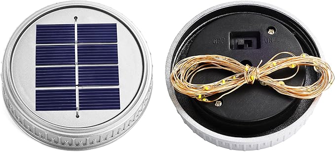 Cooo 12 Pack Christmas Decorations Solar Lanterns Outdoor Waterproof Upgraded Crystal Glass Solar Mason Jar Lights 30 LED 215% Larger SolarPanel(Just a Little More,Get Double The Delight-Warm White)