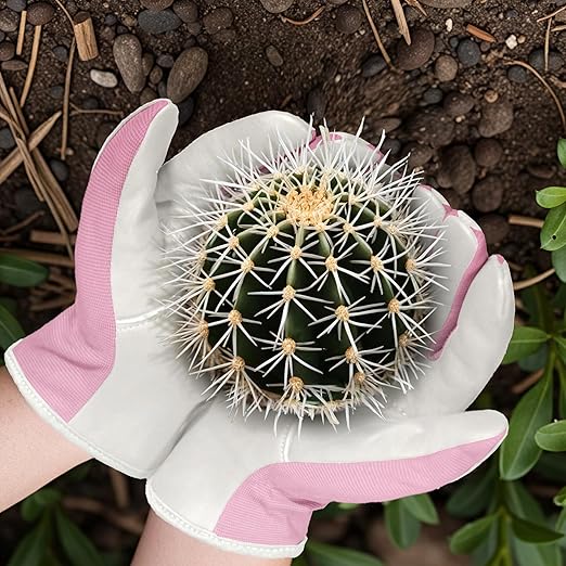 Gardening Gloves, Garden Gloves for Women and Men, Thorn Proof Working Gloves, Durable Leather Work Garden Gloves for Yard & Outdoor Work, Pink, S