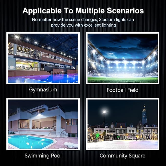 360W Stadium Flood Light Fixture Outdoor LED, 50800 LM 110-270v Commercial Super Bright Yard Light 5000k, IP65 Waterproof Exterior Yoke Mount Lighting Security for Arena, Field, Sport, Court