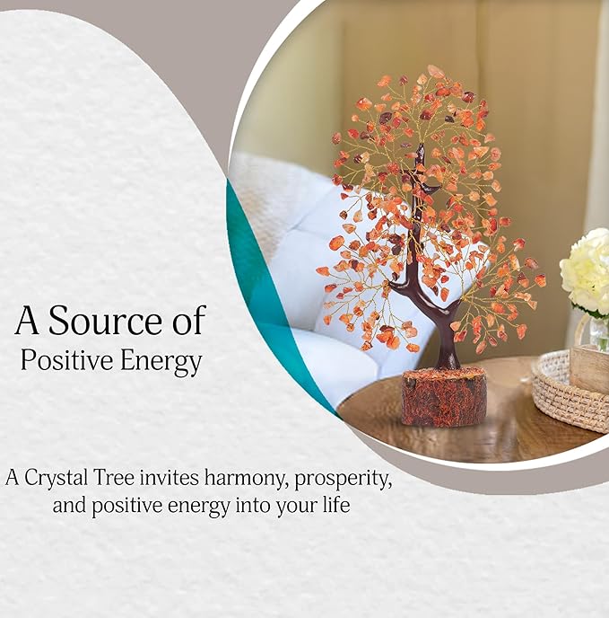 YATSKIA Carnelian Crystal Tree of Life - Red Home Decor - Hippie Decor - Gemstone Tree - Good Luck Gift for Women