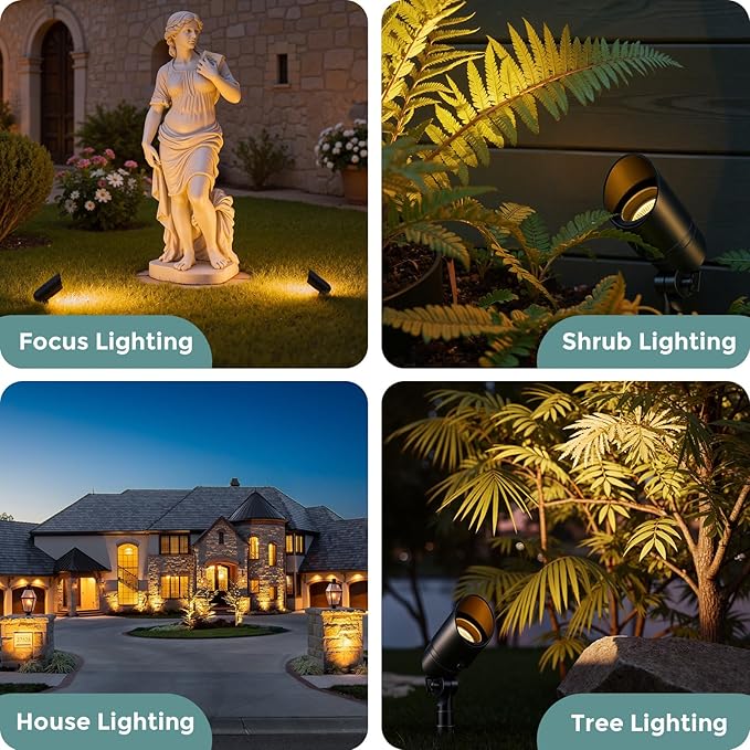 Gardencoin Low Voltage Landscape Spotlight, 12V LED Outdoor Landscape Lighting, Landscape Spot Lights Wired for Garden and Yard, Aluminum Up Lighting Fixture with 5W MR16 Replaceable Bulb (2 Pack)