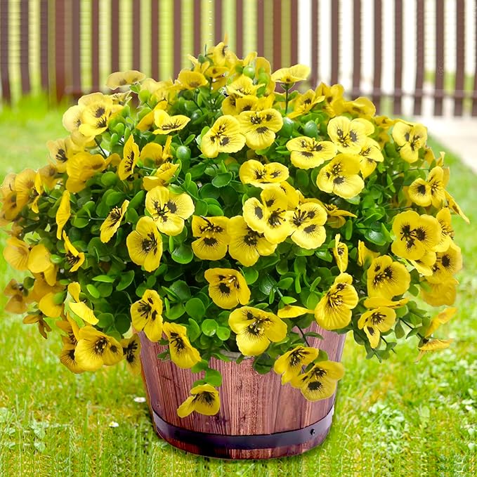 Artificial Flowers for Outdoors Fake Plants, 12pcs Fake Flowers Artificial Plants Outdoor UV Resistant,Silk Faux Flowers Shrubs Greenery Plants for Porch Garden Patio Window Box Decor