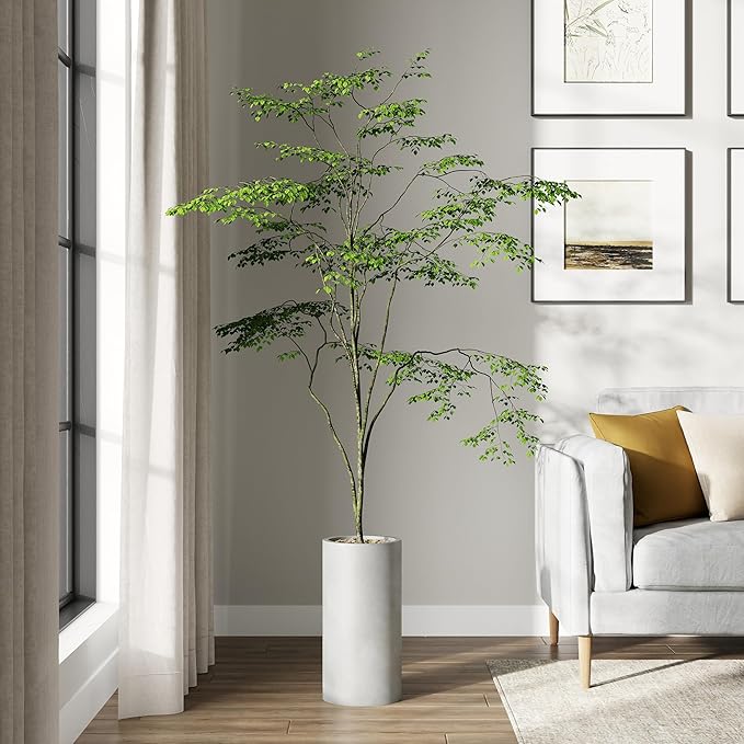 DTY Signature Mount Oxford Tall Outdoor Planter - Small Gray 15.7 Inch Height Modern Tall Planter Pot for Indoor & Outdoor Spaces - Stylish Planter for Contemporary Homes and Gardens
