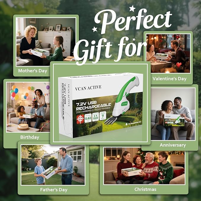 7.2V Hedge Trimmer Cordless | 2-in-1 Handheld Electric Shrub Trimmer & Grass Shear with Pruning Shears | 3.0Ah Lightweight Rechargeable Battery Powered for Garden, Yard, Lawn
