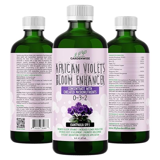 0-3-2 African Violet Fertilizer for Indoor Plants: Concentrated Plant Food โ Plant Fertilizer, Bloom Booster for All Violets, Indoor Flowering Plants, Vigorous Growth and Blooming (8 OZ)