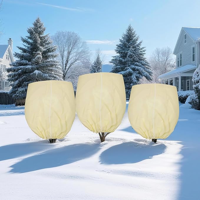 Huge Plant Covers Freeze Protection 95x80 inches 2 Pack,Frost Cloth for Outdoor Plants, 2.5 oz/yd² Thickened Winter Tree Covers with Zipper Drawstring,Frost Blanket from Wind,Pest and Animal.