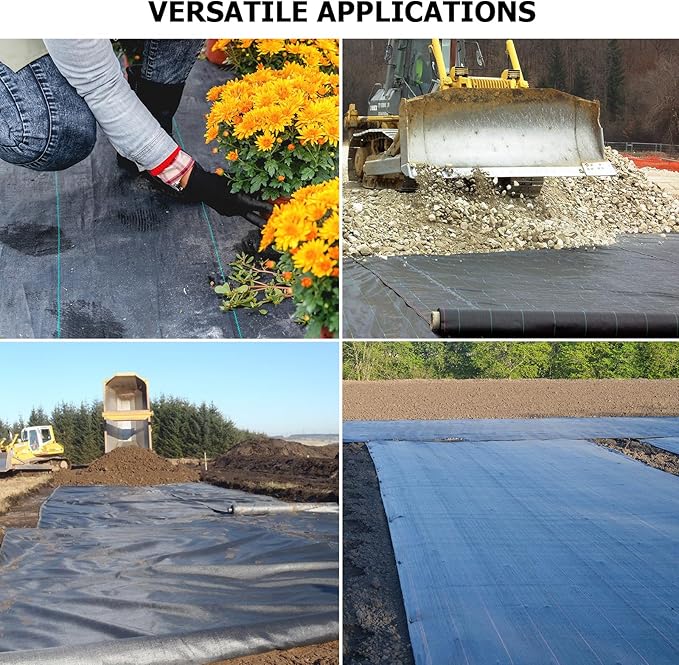 Doniks 13x65ft Driveway Fabric,3.5OZ Commercial Heavy Duty Weed Barrier Fabric, Garden Landscape Fabric,French Drain Fabric for Erosion Control,Landscape Fabric,Weed Barrier,Construction Projects