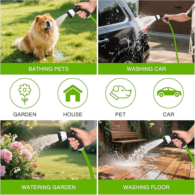 Yesker Garden Hose Nozzle Water Hose Sprayer Nozzle Adjustable 10 Spray Patterns Heavy Duty Metal Nozzles Thumb Control w Non-Slip Grip for Outdoor Watering Plants Lawn Washing Car Pets, Black