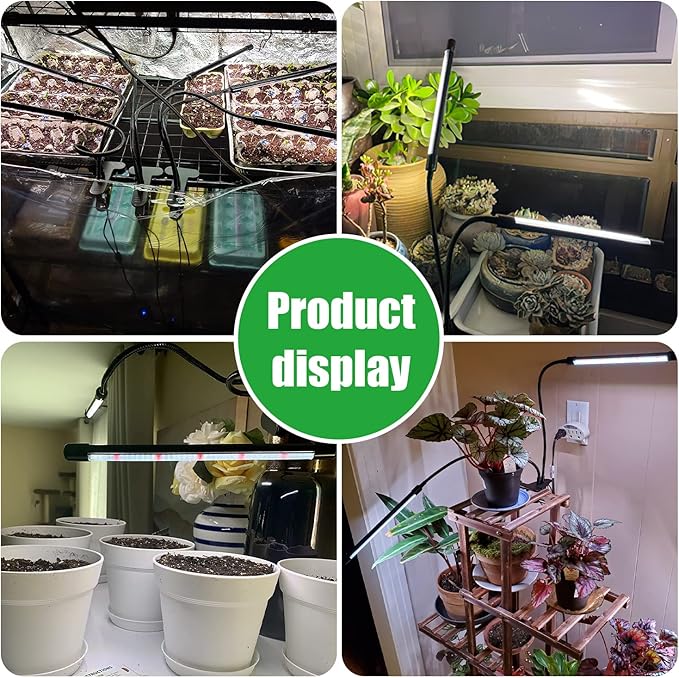 Grow Lights for Indoor Plants,168 LEDs Clip Plant Lights, Full Spectrum LED Plant Growing Lamps with Flexible Gooseneck, 3/9/12H Timer, 3 Spectral Modes, 10 Dimmable Levels, 4 Head