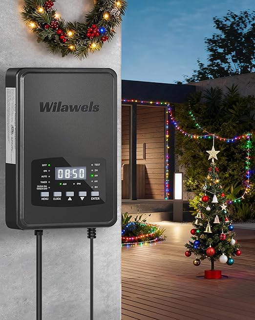 300W Low Voltage Landscape Transformer, Weatherproof Outdoor Low Voltage Transformer, 120V AC to 12/14V AC, Landscape Lighting Transformer with Timer and Photocell Sensor, ETL Listed D12LT06