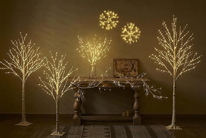 Birchlitland LED Birch Tree 4FT 200L Warm White Fairy Lights, Lighted Trees for Indoor Outdoor Home Thanksgiving Christmas Holiday Decoration